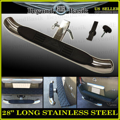 28'' Long 3'' Round STAINLESS STEEL Hitch Step Bumper Guard for 2'' Receivers