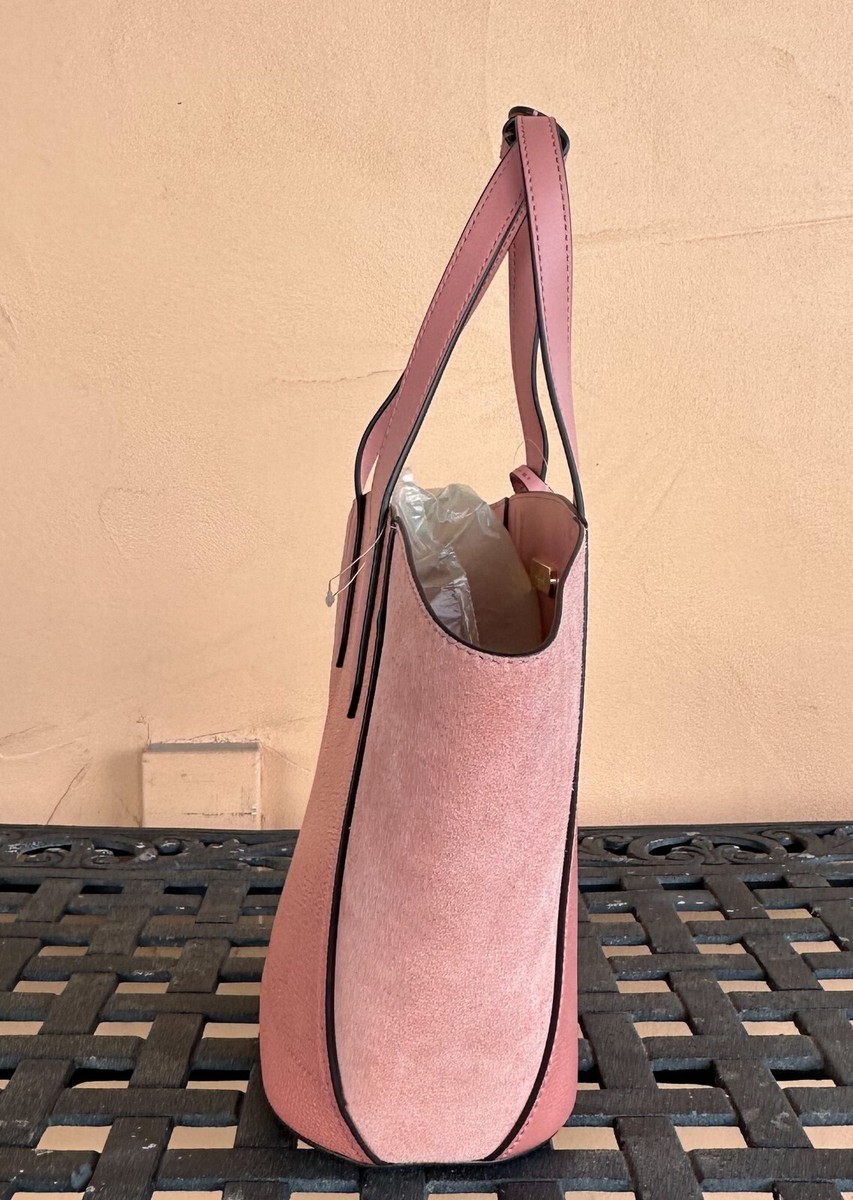 MICHAEL KORS PORTIA SMALL BUCKET TOTE SUEDE PEBBLED LEATHER BAG
