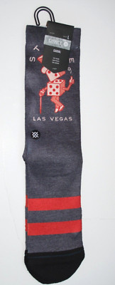Stance Men's L 9-13 Vegas Crew Socks Charcoal Las Vegas Dancing Dice NWT