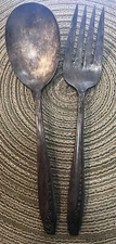 WM Rogers Mfg Co Silver AA Plate Original I.S. Fork & Spoon Serving Set Vintage