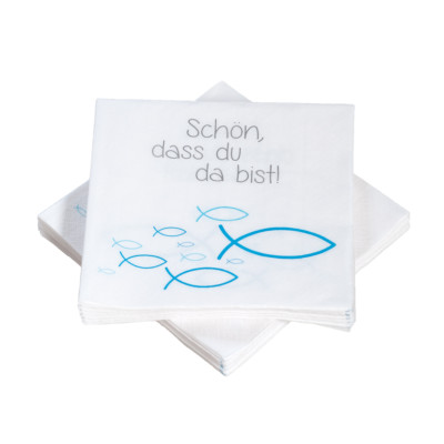 20 Servietten Schön, dass du da bist! Fische blau Kommunion Konfirmation Taufe