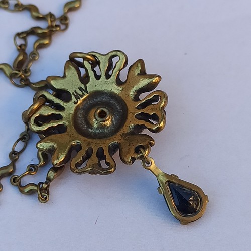 Michal Negrin Necklace Black Rose Flower Pendant Gothic Crystals Long Gift NWT - Picture 7 of 13
