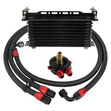 Universal AN10 10 Row Oil Cooler Kit W/ Bracket+Oil Filter Adapter Hose line Kit