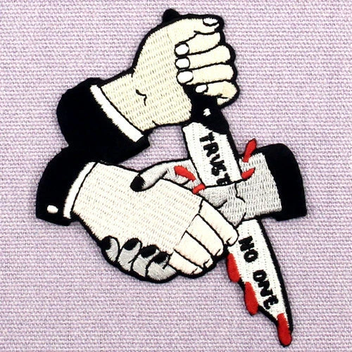 Clothing Embroidered Iron on Sew On Patches Appliques transfers hands knife 666R - Image 3 of 4