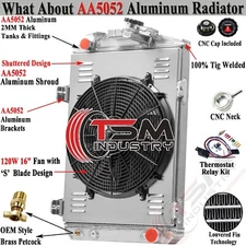 3 Row Aluminum Radiator Shroud+Relay For 1930 Chevy Car Chevy V8 Conversion