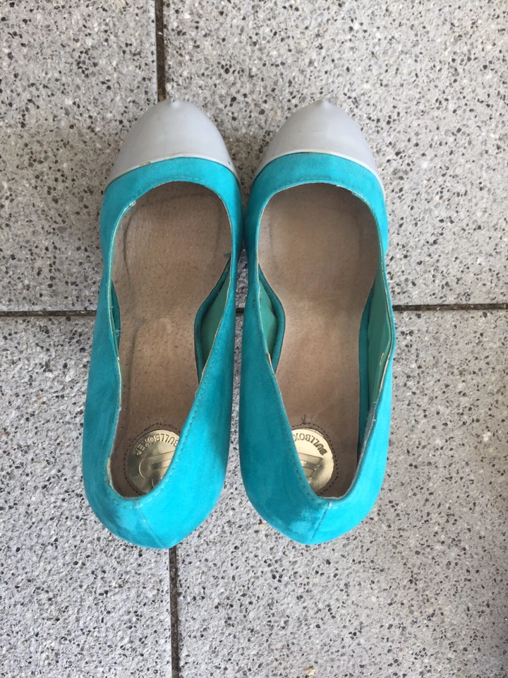 BULLBOXER PUMPS Türkis NEU DAMEN SCHUHE HIGH HEELS PLATEAU - NEU - Gr. 37 - Imagem 3 de 4