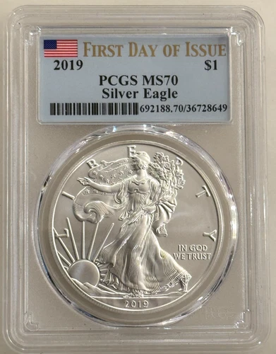 2019 $1 Silver Eagle PCGS SP70 First Day of Issue