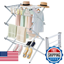 Whitmor 3 Tier Foldable Clothes Drying Rack Portable Space Saving Indoor Outdoor