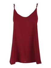 Solada Top donna con spalline sottili e perline dorate - bordeaux