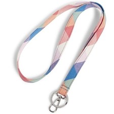 Vera Bradley Wide Lanyard 18 in Tropics Plaid Multi Color Keychain NEW WITH TAGS
