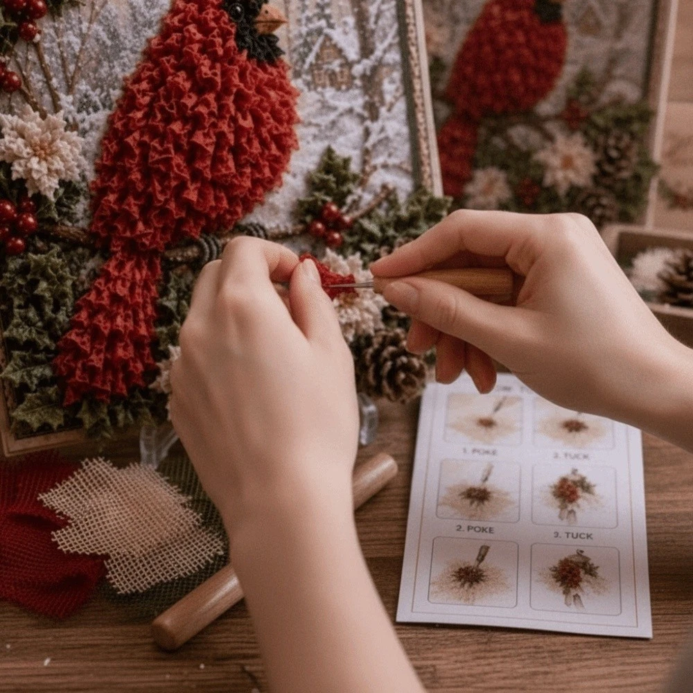 Christmas 3D Fabric Poke Art Kit DIY Handmade Material Board Craft Gifting