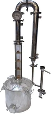 2" Tri Clamp, 4 Copper Plates, Glass Reflux Moonshine Still Column, Clamp to Keg