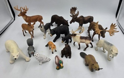 Schleich Safari Ltd Wildlife Animal Figure Lot Moose Bear Deer Wolf Polar Bear