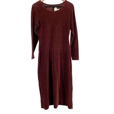 Brown Corduroy Dress Womens Small Petite Long Sleeve Western Boho Winter Capsule