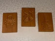 Set Of Three Wood Carved Cookie Presses