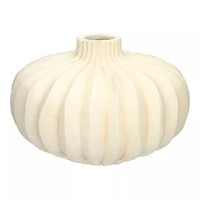 INNA-Glas Blumenvase Bernhard, Aus Polyester, Gerillt, Weiß, 23Cm, Ø35,5Cm