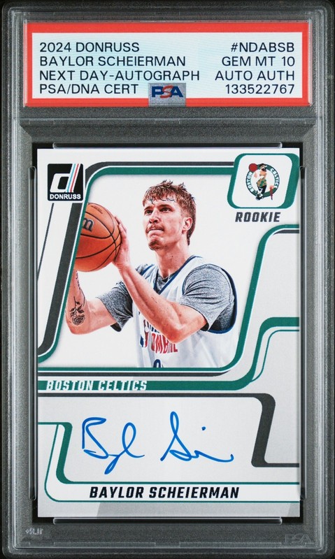 2024-25 Panini Donruss Basketball Baylor Scheierman NDA-BSB Next Day Auto PSA 10