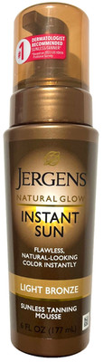 JERGENS Natural Glow Instant Sun Sunless Tanning Mousse, Light Bronze 6oz