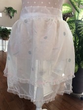 Vintage Apron Beautiful Sheer White With Flowed And Butterflies 50  s