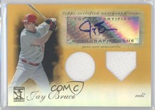 2009 Topps Tribute Auto Dual Relics Gold 16/25 Jay Bruce #TDAR-JB Auto 7at