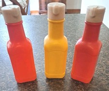 Vintage 1987 Ketchup Mustard Bottles Pretend Play Food Lot