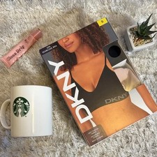  2 New In Box DKNY Black and Tan Seamless Bra Small