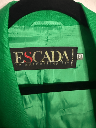 Escada By Margaretha Ley Linen Long Sleeve Cropped Blazer Green Women’s Sz 42 - Picture 2 of 7