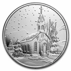 1 oz Silver Round - Church Scene "Christmas Begins With Christ"