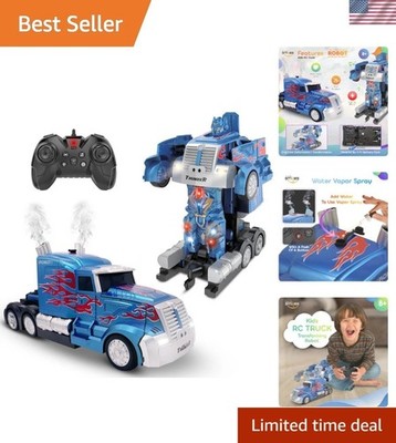 Kids RC Robot Truck Toy | Transforming Car with Vapor Spray