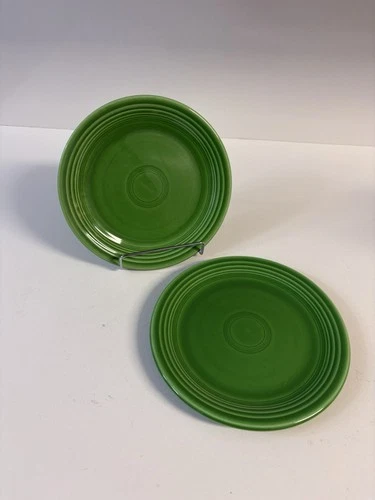 Set of 2 Vintage Fiesta MEDIUM GREEN  Salad Plate Fiestaware 7.25" Diameter