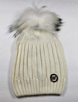 Michael Kors MK Wool Rabbit Fur Pom Knit Hat 