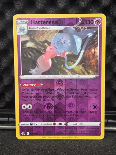 Hatterene 073/198 Rare Chilling Reign Pokemon Reverse Holo Lightly Played