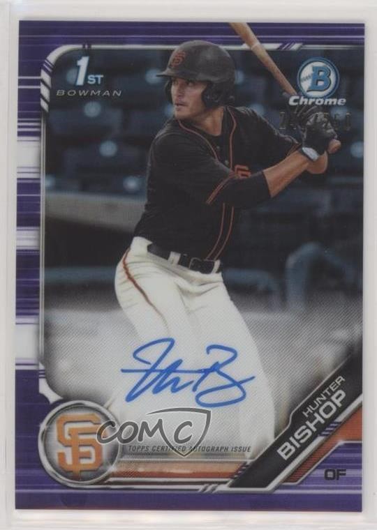 2019 Bowman Draft Chrome Pick Purple Refractor 242/250 Hunter Bishop Auto 5h0