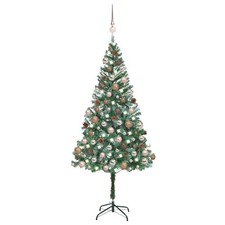 Frosted Christmas Tree Christmas Display Tree with LEDs and Ball Set vidaXL