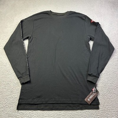 NWT Troll Co Clothing Mens FR Long Sleeve Pullover Tee Crew Neck Black Large