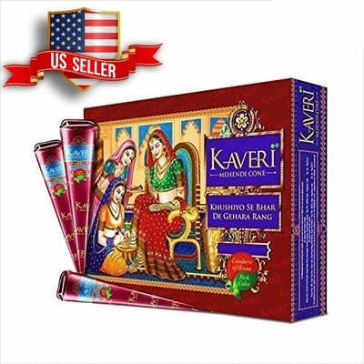 12 Natural Herbal Henna Cones for Mehndi Tattoos Kaveri 25g Temporary Art - USA