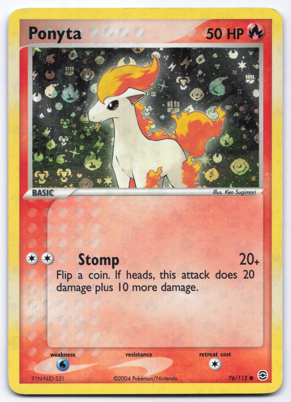 Ponyta 76/112 FireRed & LeafGreen Reverse Holo Common Pokemon Card LP