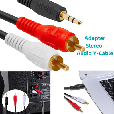 6ft (1/8'') 3.5mm AUX Stereo to 2 RCA Male Audio Y Cable Adapter Cord MP3 iPod