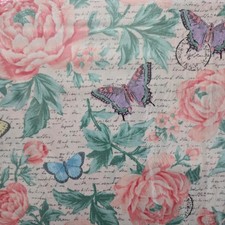 Butterflies on Script Fabric Sold By The Yard.