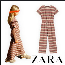 ZARA Girls Fall Romper 11/12 NWOT   Soft Ribbed Knit Burgundy Striped