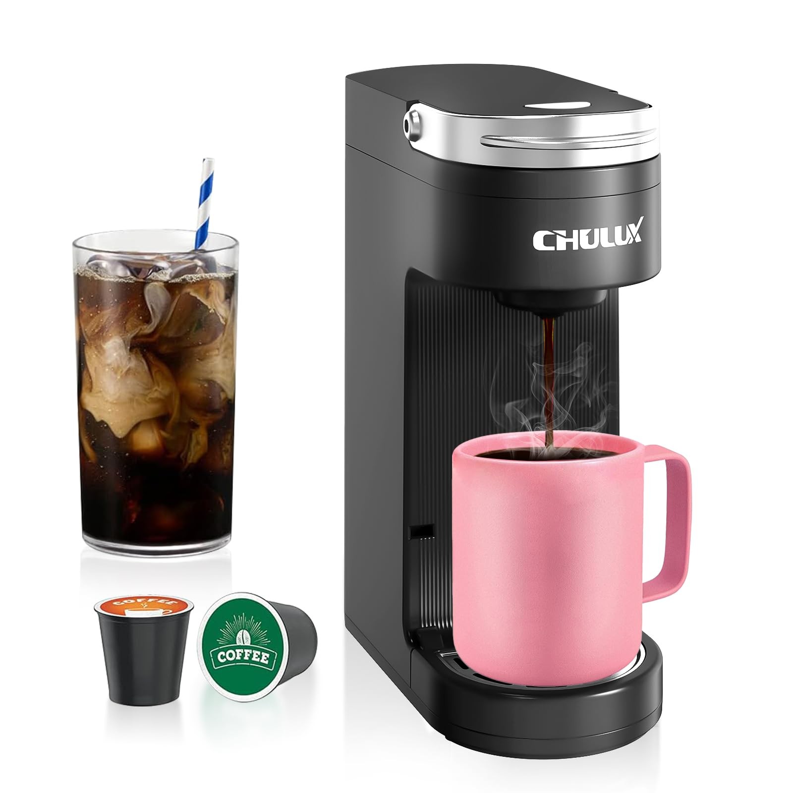 For K Pods, One Cup Coffee Maker Fits 7.3" Tra...