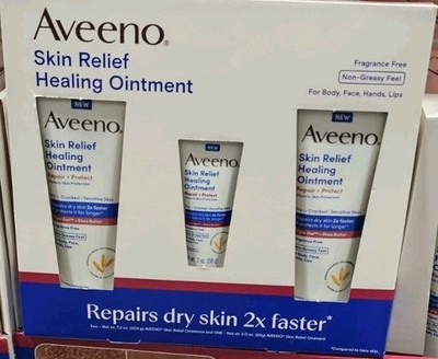 3pk Aveeno Skin Relief Healing Ointment (2)7.2oz & (1)2oz Triple Oat Shea Butter