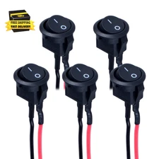 5Pcs Mini round Rocker Switch 15Mm on off Latching Toggle Switch SPST 2Pin 6A 12