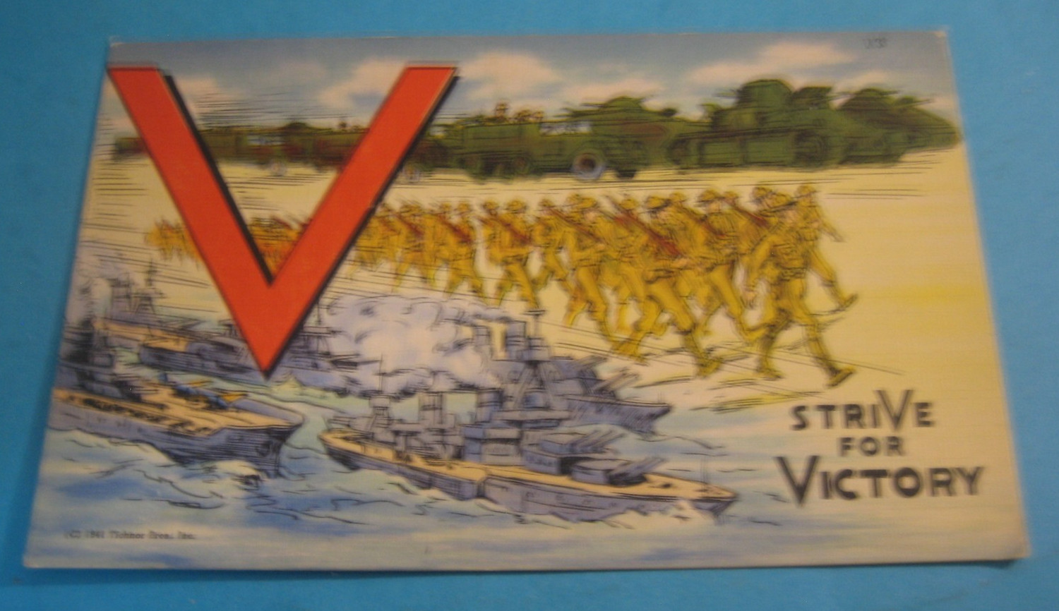 1900s MILITARY POSTCARD AMERICANA STRIVE FOR VICTORY
