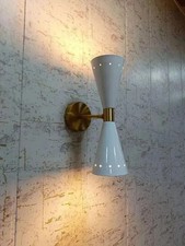 1950's Mid Century Modern Brass Wall Sconce Italian Stilnovo Style Wall Lamp