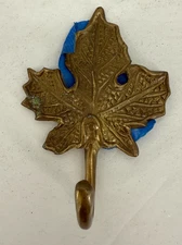 VTG Brass Maple Leaf Wall Hook 4.5” Towel Coat Hat Single Decorative Hardware
