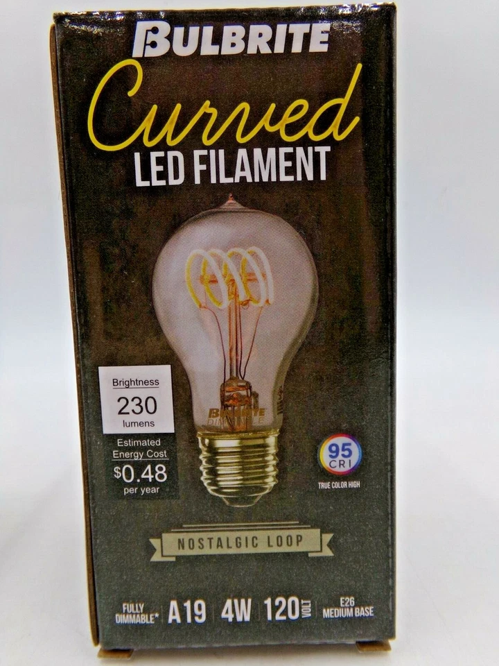 Pottery Barn LED Curved Filament 40 Watt Equivalent Standard Light Bulbs S/2 B72 - Image 3 of 4