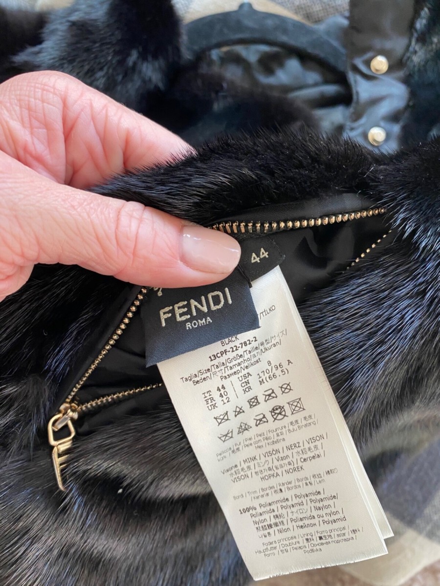 Fendi black mink Fun Fur Nylon reversable vest fashion logo FF