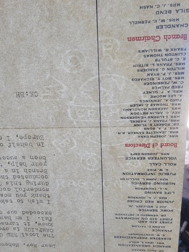 Amerikanisches Rotes Kreuz Maricopa County, AZ 1940 mit Wasserzeichen versehener Kriegshilfsbrief - Bild 3 von 3