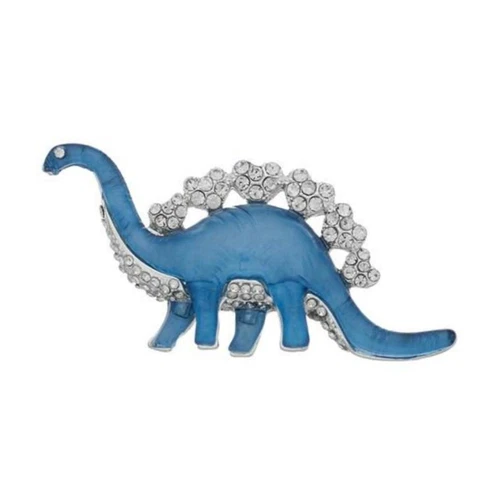 Napier Dinosaur Brooch Pin Blue Clear Crystal Silver Tone NEW w Gift Box T Rex